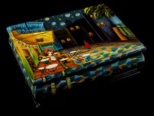 Scatola di legno laccato Van Gogh : Terrazza del caffè di notte