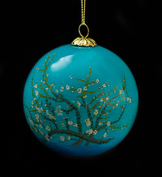 Vincent Van Gogh Glass ball christmas ornament, Almond Branches in Bloom