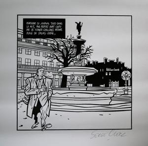 Serge CLERC : Palais Royal, Noir et blanc : Litografía original firmada por l'artista sobre un lujuoso papel vélin