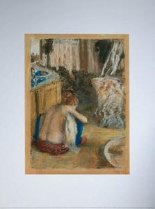 Edgar DEGAS : Mujer desnuda, agachada, de espalda : Reproducción, làmina de Arte, poster 40 x 30 cm sobre un lujuoso papel de arte espeso y satinado