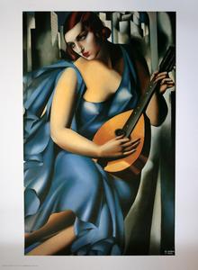 Tamara De Lempicka poster print, Woman in blue with the guitar