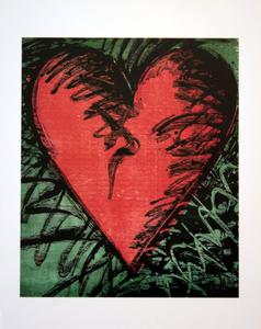 Jim Dine poster print, Rancho Woodcut Heart