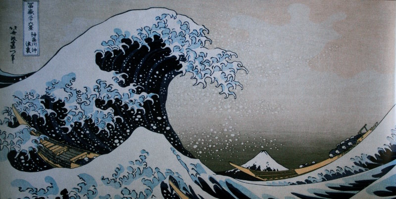 Bewustzijn ritme bureau Hokusai poster : The Great Wave of Kanagawa, 1834, 100 x 50 cm