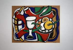 Litografía Fernand Léger : Bodegón a las manzanas