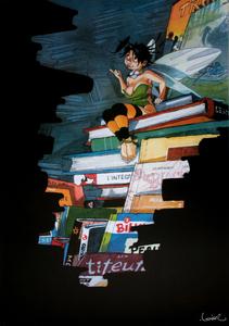 Régis Loisel Art print, Clochette et les livres