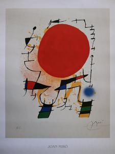 Joan Miro poster print, The red sun, 1972