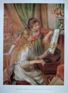 Pierre-Auguste RENOIR : Jeunes filles au piano, 1892 : Reproduction en Affiche d'art sur un luxueux papier épais et satiné 