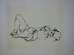 Egon SCHIELE : Femme allongée, 1918 : Sérigraphie d'après un dessin de 1918, sur un beau et luxueux papier vélin épais