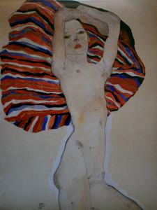 Egon SCHIELE : Act Against Coloured Material, 1911 : Reproduction en Affiche d'art, poster sur un luxueux papier épais et satiné 80 x 60 cm