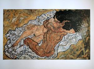 Egon SCHIELE : L'étreinte, 1917 : Reproduction en Affiche d'art, poster sur un luxueux papier épais et satiné 80 x 60 cm