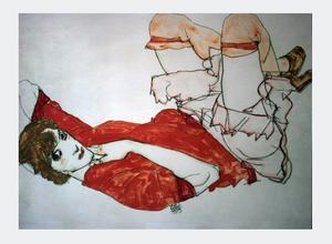 Egon SCHIELE : Wally con camisa roja, 1913 : lámina, poster sobre un hermoso y lujoso papel espeso 80 x 60 cm