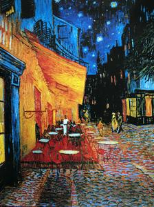 Affiche Vincent Van Gogh : Terrasse de café la nuit sur la place du Forum à Arles, 1888