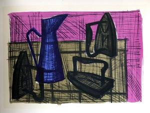 Lithographie Bernard Buffet : Nature morte avec des fers à repasser, 1967