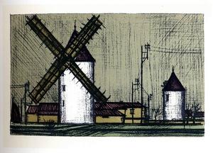 Lithographie Bernard Buffet : Moulin à vent, 1967