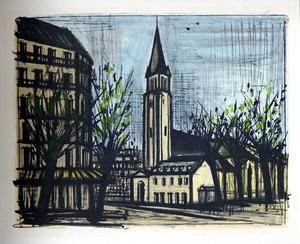 Lithographie Bernard Buffet : Paris : Saint-Germain-des-Près, 1967