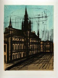 Lithographie Bernard Buffet : Bruxelles : hôtel de ville, 1967