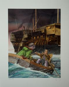 François Bourgeon signed Art print, Les Passagers du vent - Le ponton