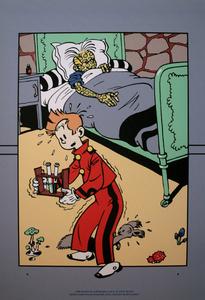 Sérigraphie André Franquin : Spirou et Fantasio : malade