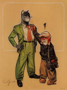 Affiche signée de Juanjo Guarnido : Blacksad, Le briquet