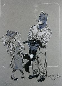 Lámina firmada de Juanjo Guarnido, Blacksad, El gato