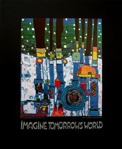 Affiche Hundertwasser : Imagine Tomorrows World (Blue)