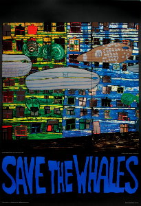 Friedensreich Hundertwasser : Save the Whales : Luxueuse reproduction en affiche d'Art