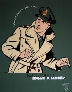 E.P Jacobs : Sérigraphie de 1996 : Portrait du Capitaine Blake