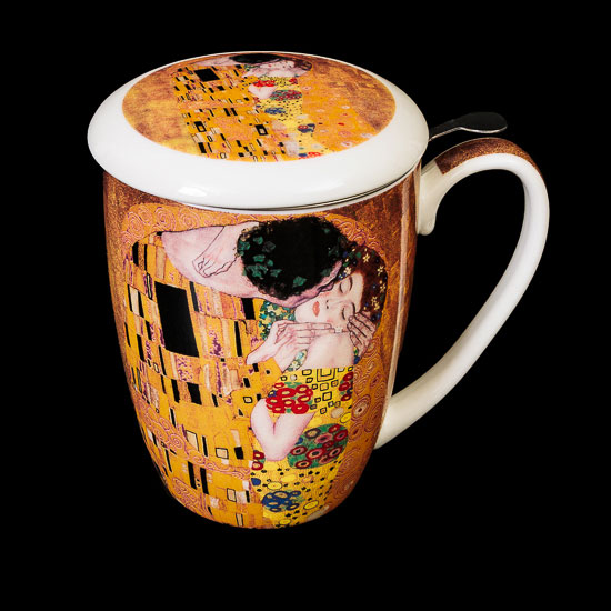 Gustav Klimt Porcelain Mug with tea infuser : The kiss (Duo)