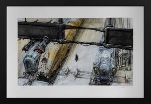 Signed Enki Bilal framed Fine Art Pigment Print : Trains