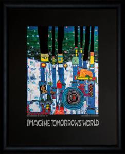 Affiche encadrée de Friedensreich Hundertwasser : Imagine Tomorrows World