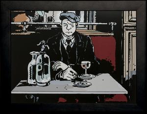 Affiche encadrée de Jacques Tardi : Au bistro