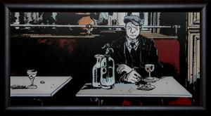 Affiche encadrée de Jacques Tardi : Au bistro