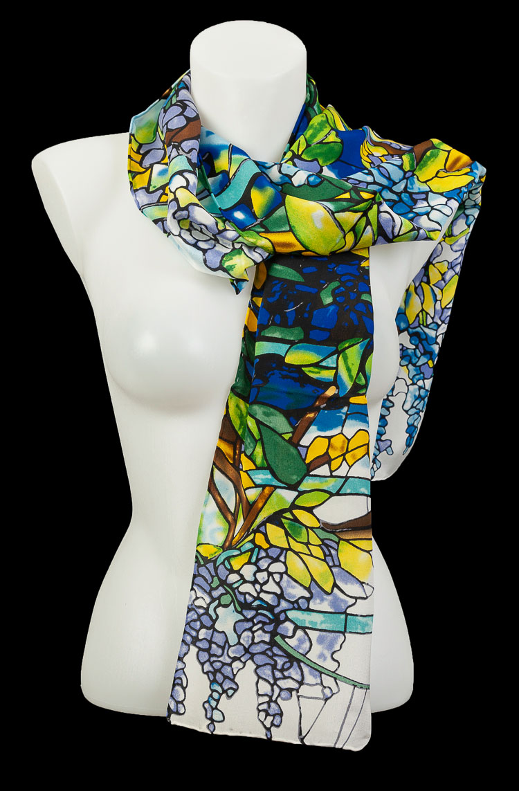 Silk Scarf Scarves for Women 64 x 18 Blue Louis C. Tiffany Iris