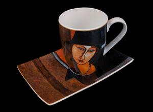 Tasse et sous-tasse Modigliani, Femme au chapeau, (Goebel)