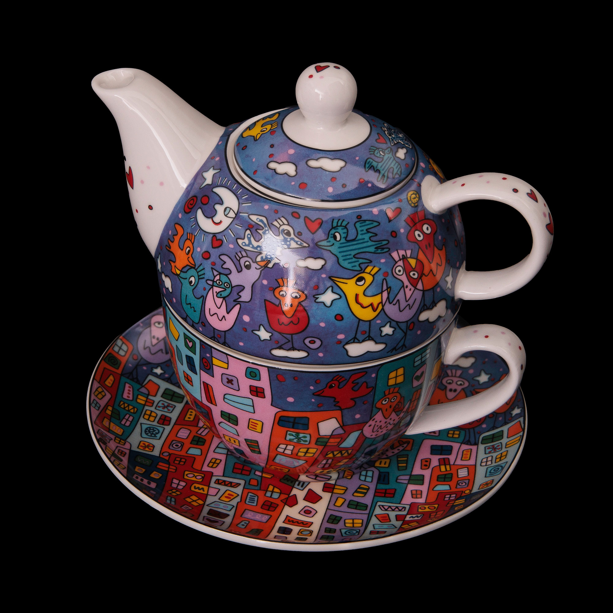 James Rizzi porcelain Tea City for : One birds
