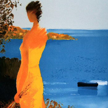 Emile Bellet: In Yellow Dress<br />Original lithograph s/n