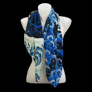 Hokusai silk square scarves
