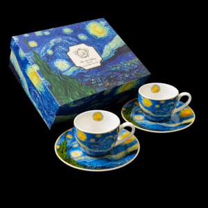 Duo tasses à expresso & sous-tasses Vincent Van Gogh, La nuit étoilée, (Duo)