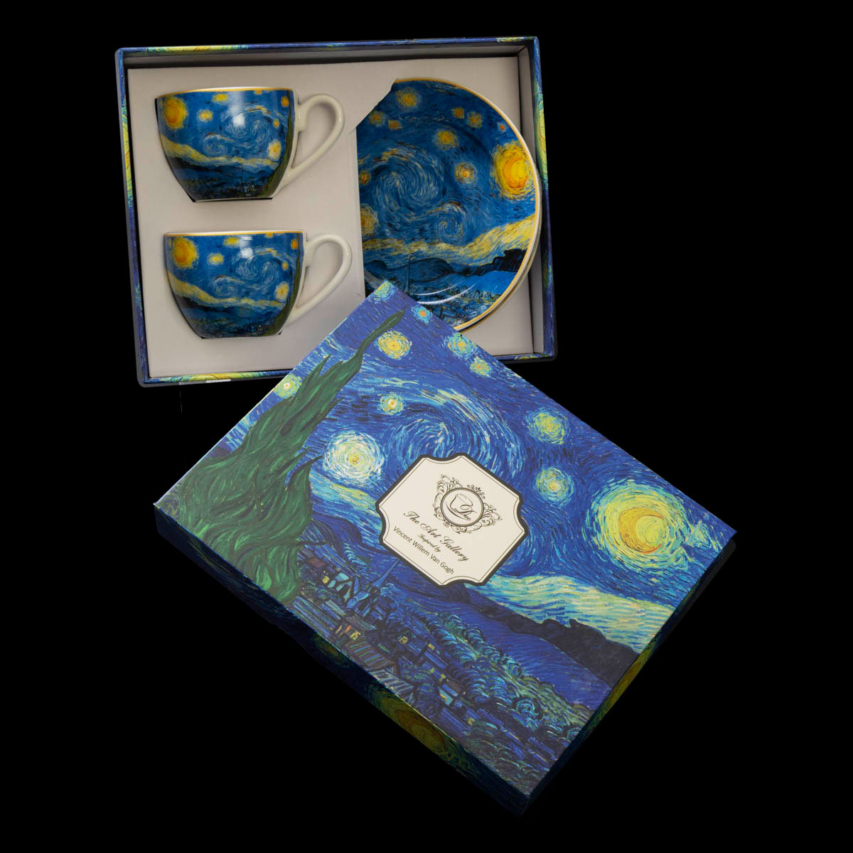 Duo tasses à expresso & sous-tasses Vincent Van Gogh, La nuit étoilée (détail n°1)