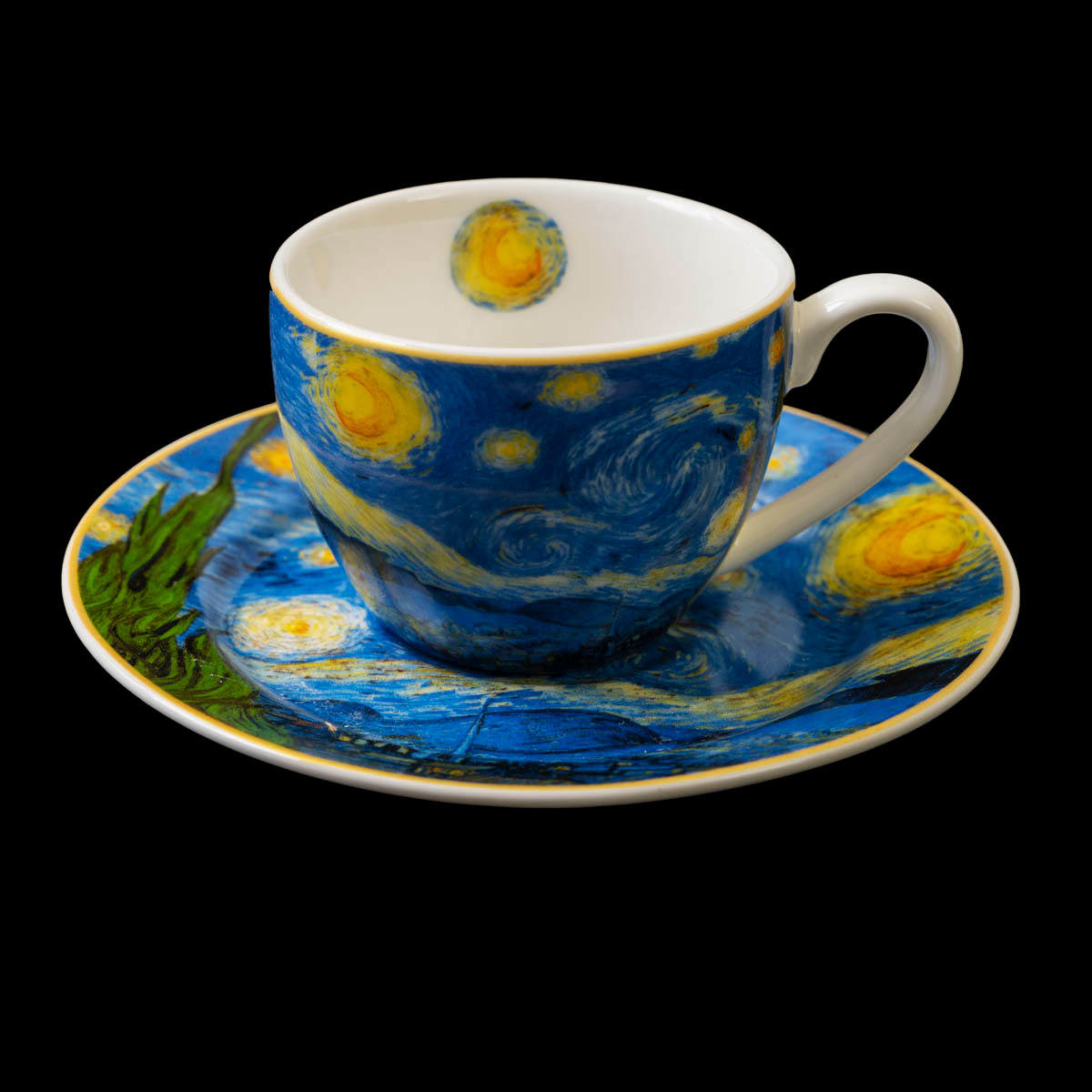 Duo tasses à expresso & sous-tasses Vincent Van Gogh, La nuit étoilée (détail n°2)