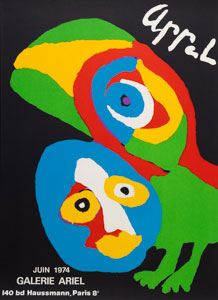 Lithographie originale de Karel Appel - Galerie Ariel 1974