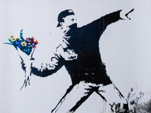 Póster de Arte Banksy - Lanzador de Flores (Bombardero de Flores)