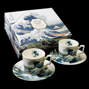 Dúo de tazas tazas Espresso Hokusai, La gran ola de Kanagawa (luxury)