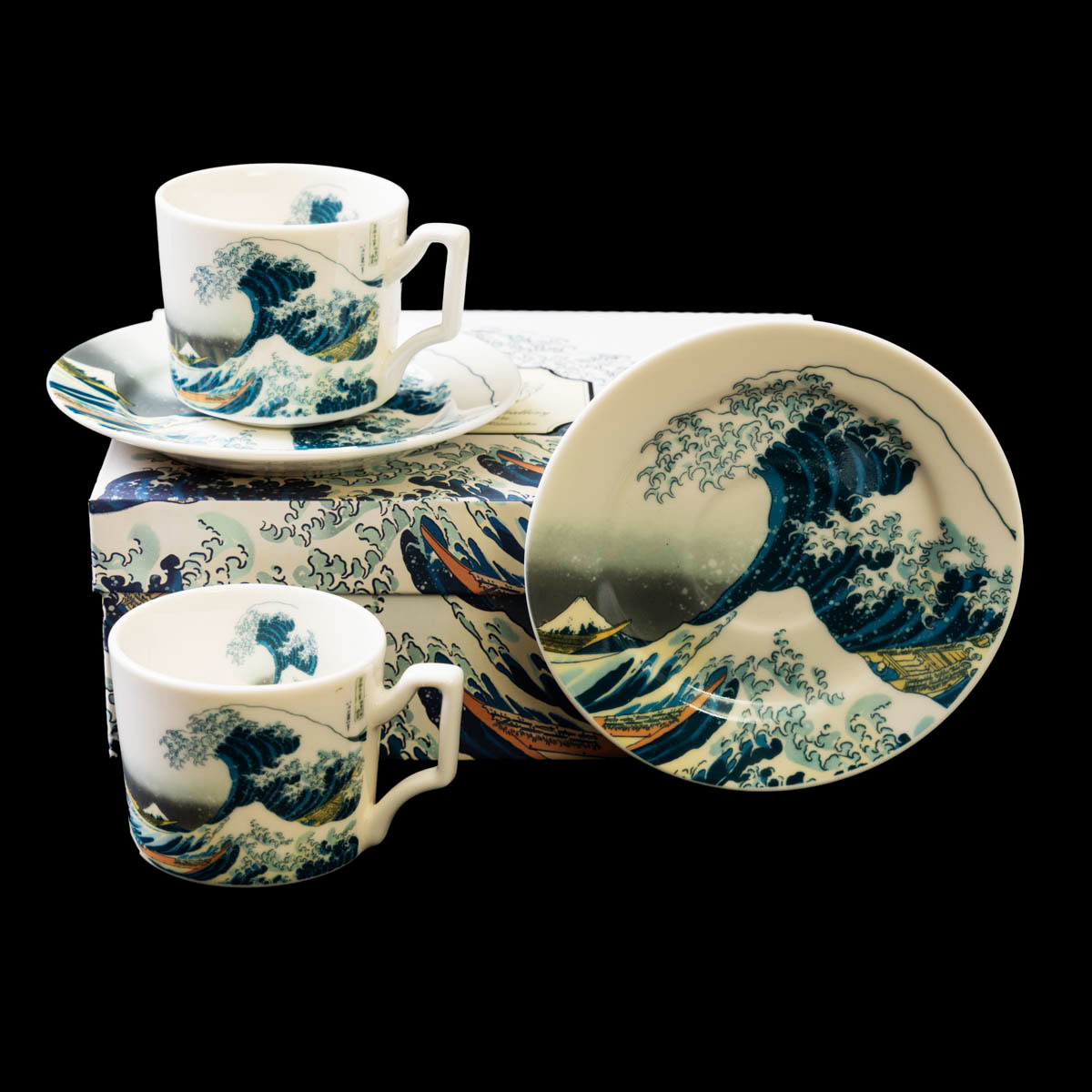 Dúo de tazas Espresso Hokusai, La gran ola de Kanagawa (luxury), detalle n°2