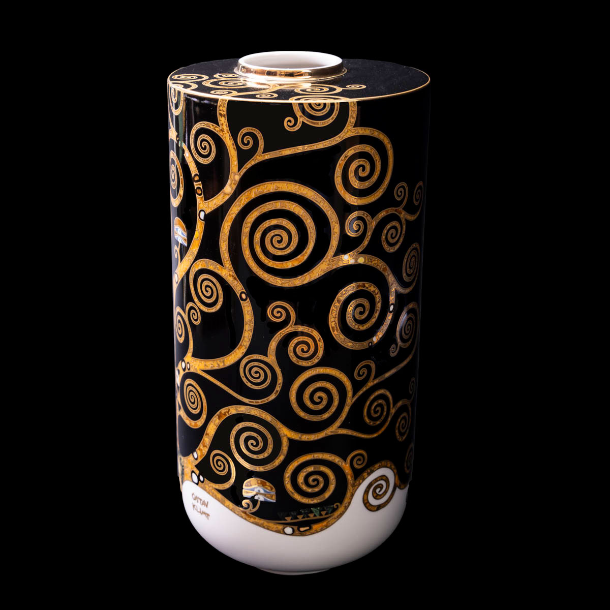 Vase Gustav Klimt : L'Arbre de Vie (noir/or) - 25,5 cm, détail n°2