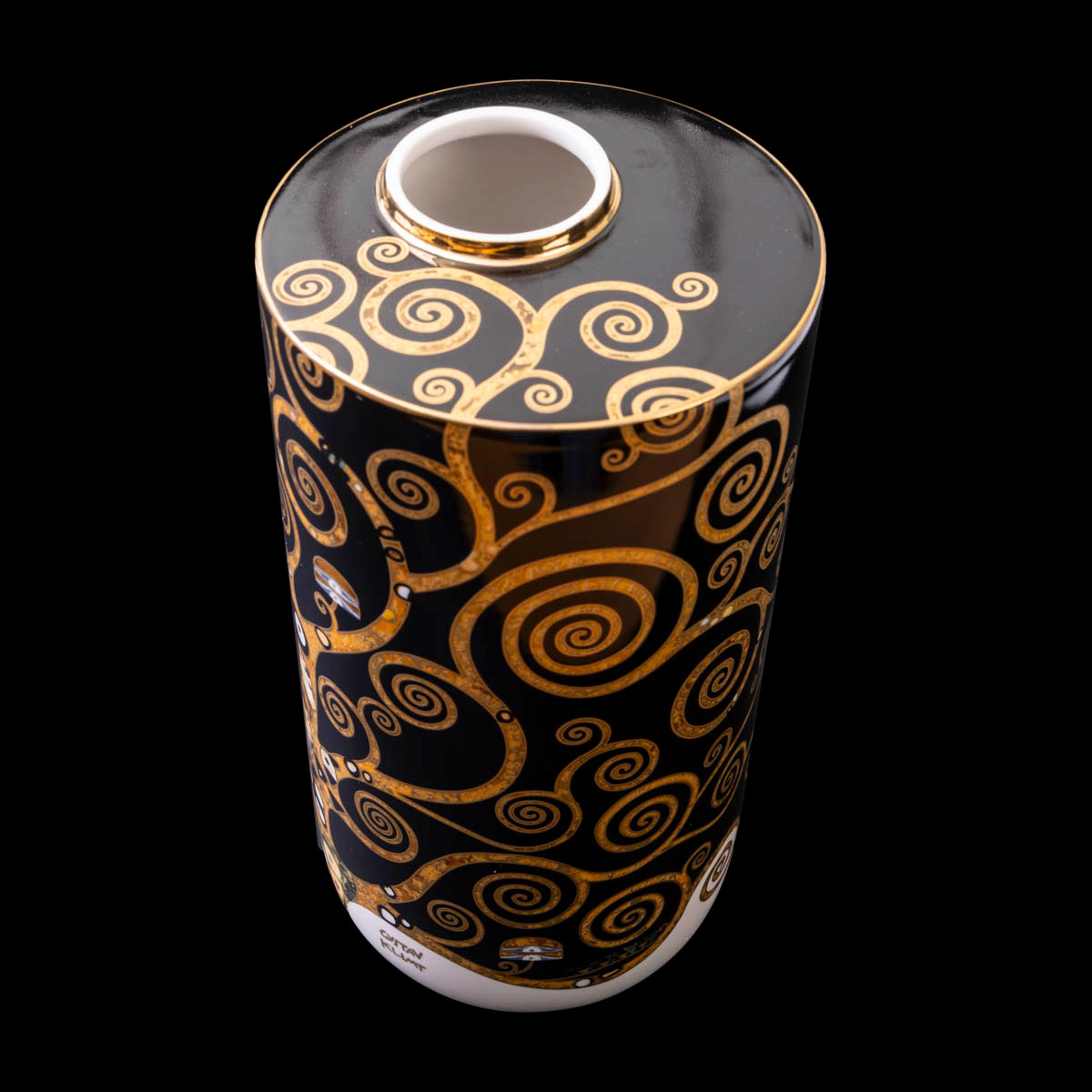 Vase Gustav Klimt : L'Arbre de Vie (noir/or) - 25,5 cm, détail n°5