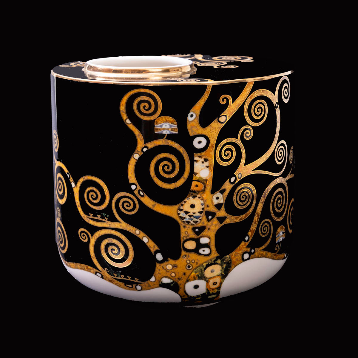 Gustav Klimt Vase : The Tree of Life (black/gold) - 16 cm (detail n°2)