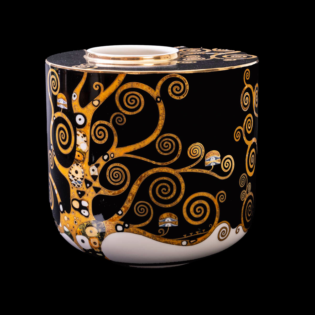 Gustav Klimt Vase : The Tree of Life (black/gold) - 16 cm (detail n°3)