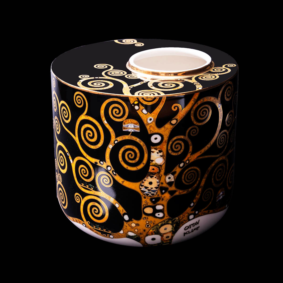 Gustav Klimt Vase : The Tree of Life (black/gold) - 16 cm (detail n°4)