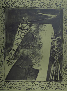 Wifredo LAM : Lithographie originale : Figure verte